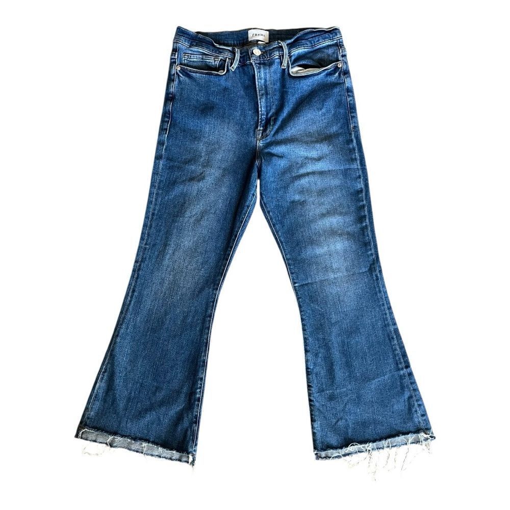 Frame Blue Le Crop Flared Jeans - Picture 1 of 8